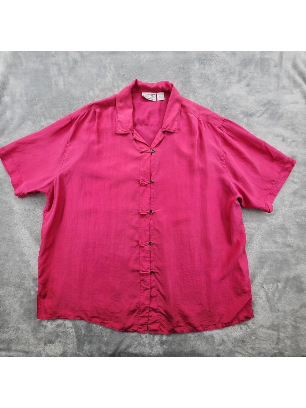 Venezia Vitale 100% Silk Blouse Top 26 28 Pink Lagenlook Minimalist Euro Summer